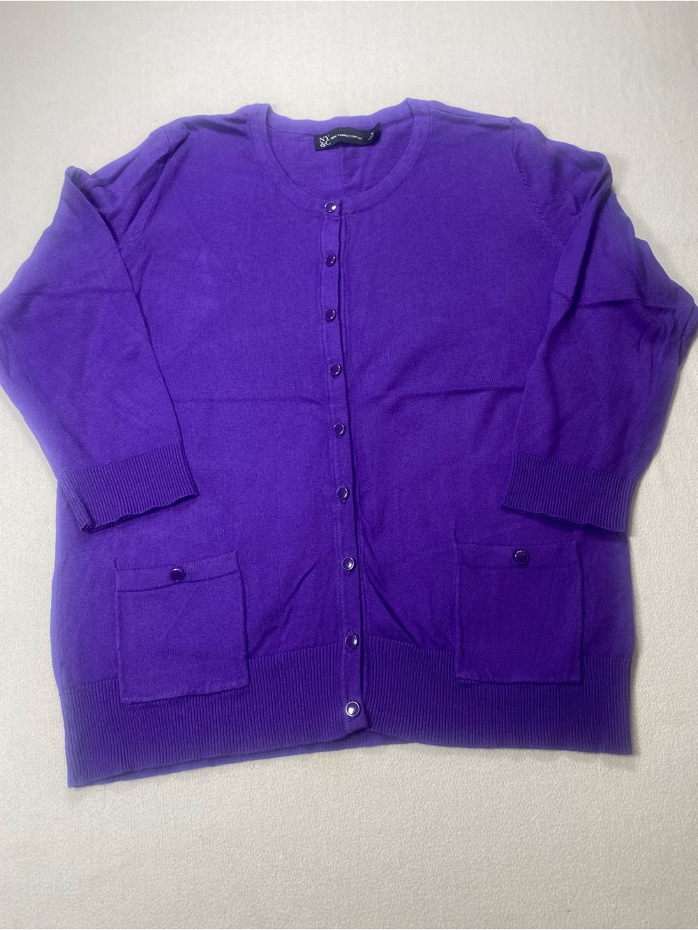 New York & Company Vibrant Purple Button-Up Cardigan